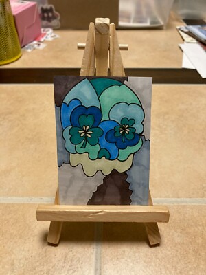 ACEO Original Mixed Media Painting Art Card ATC Skull Chelle #132