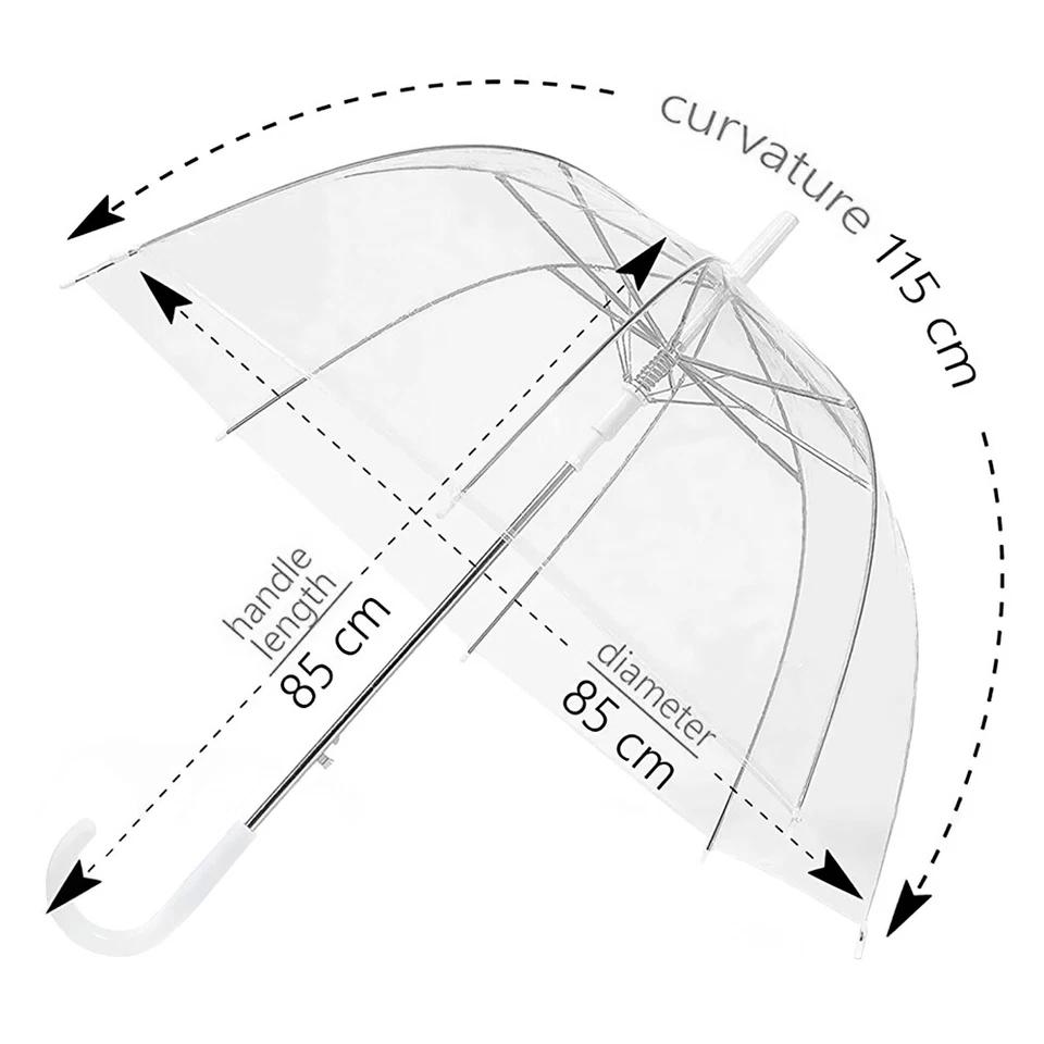 Up to 10 Clear Dome Umbrella Wedding Rain Transparent Parasol Handle Waterproof - image 3 of 4
