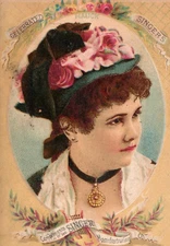 1870s-80s Minnie Hauck Celebrated Singers Singer Sewing Machines Trade Card F9