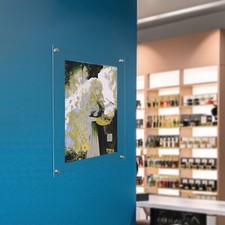 18"x24" Clear Acrylic Wall Mount Floating Frameless Double Panel Picture Frame