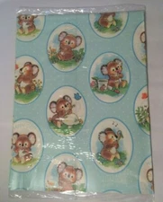 NOS 1980's Vintage Kirby Koala Happy Day Blue Bird Mushroom Gift Wrap Paper 