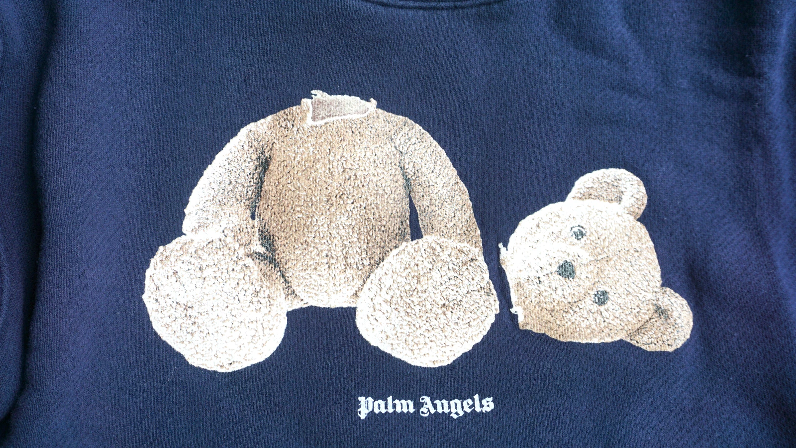 Maglione Palm Angels Orso Girocollo Blu Navy Marrone Taglia 10 Nuovo con etichette