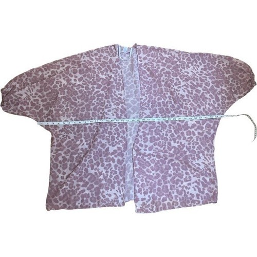 Pink Leopard print chiffon open cardigan plus size 1X - Picture 2 of 4