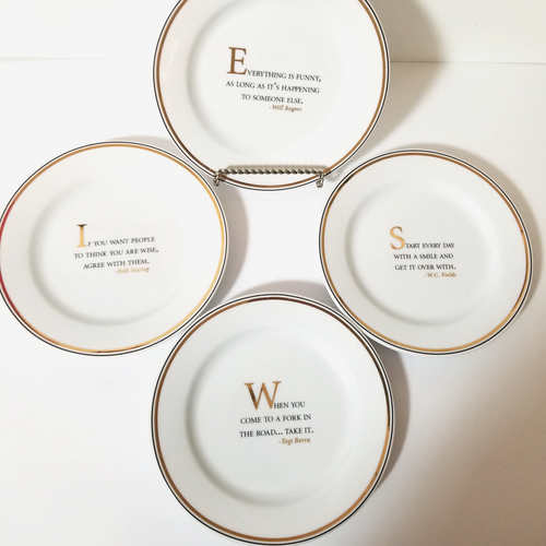Restoration Hardware Set Of 4 Famous Quotes Dessert Salad Plates - Picture 5 of 14