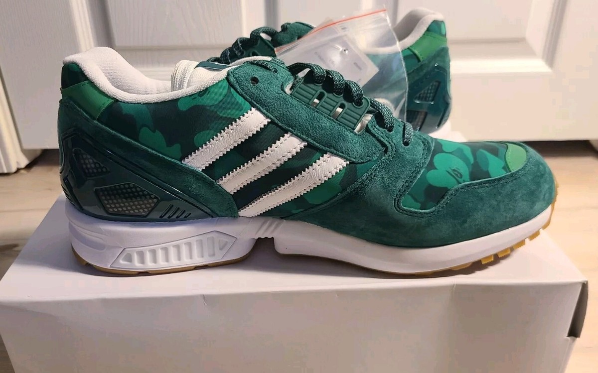 Adidas ZX 8000 x BAPE x Undefeated Green Camo 2020, US Men
