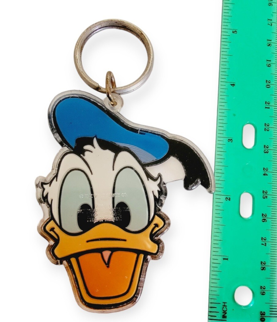 Donald Duck Vintage Keychain Walt Disney Souvenir Plastic Painted Keyring 