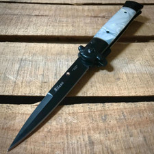 9" Tactical White Spring Assisted Open Blade Folding EDC Pocket Knife with Clip