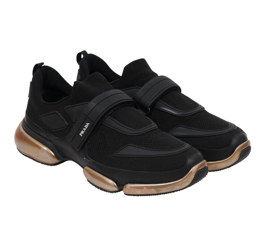 Prada Men Cloudbust Sneakers Size US 7 UK 6 Black Gold Nylon  display picture 1