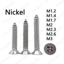 Nickeled Steel Phillips Countersunk Self Tapping Sheet Metal Screws M1.2 M2 M3