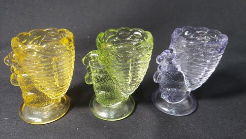 lot of 3 Fenton Glass Bunny Rabbit Egg Cup Toothpick Holder lot of 3 vintage - Picture 2 of 9