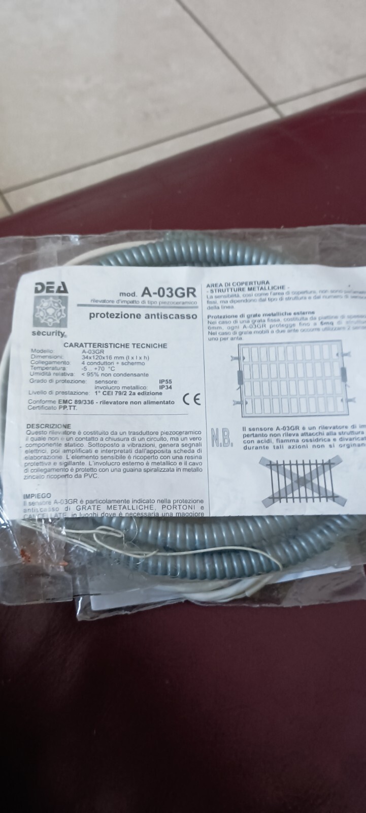 Sensore Piezoceramico A-03GR Dea Security per Protezione Grate Esterne