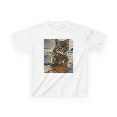 Cute Cat Graphic Tee, Kids Cotton T-Shirt, Chill Vibes, Animal Lover Gift,
