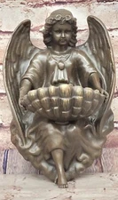 Guardian Angel Handmade Bronze Metal Hanging Wall Art Mounted Sculpture by Milo