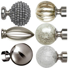 Curtain Pole Finials for 28mm Poles, Satin Steel, Pack of 2 End Caps