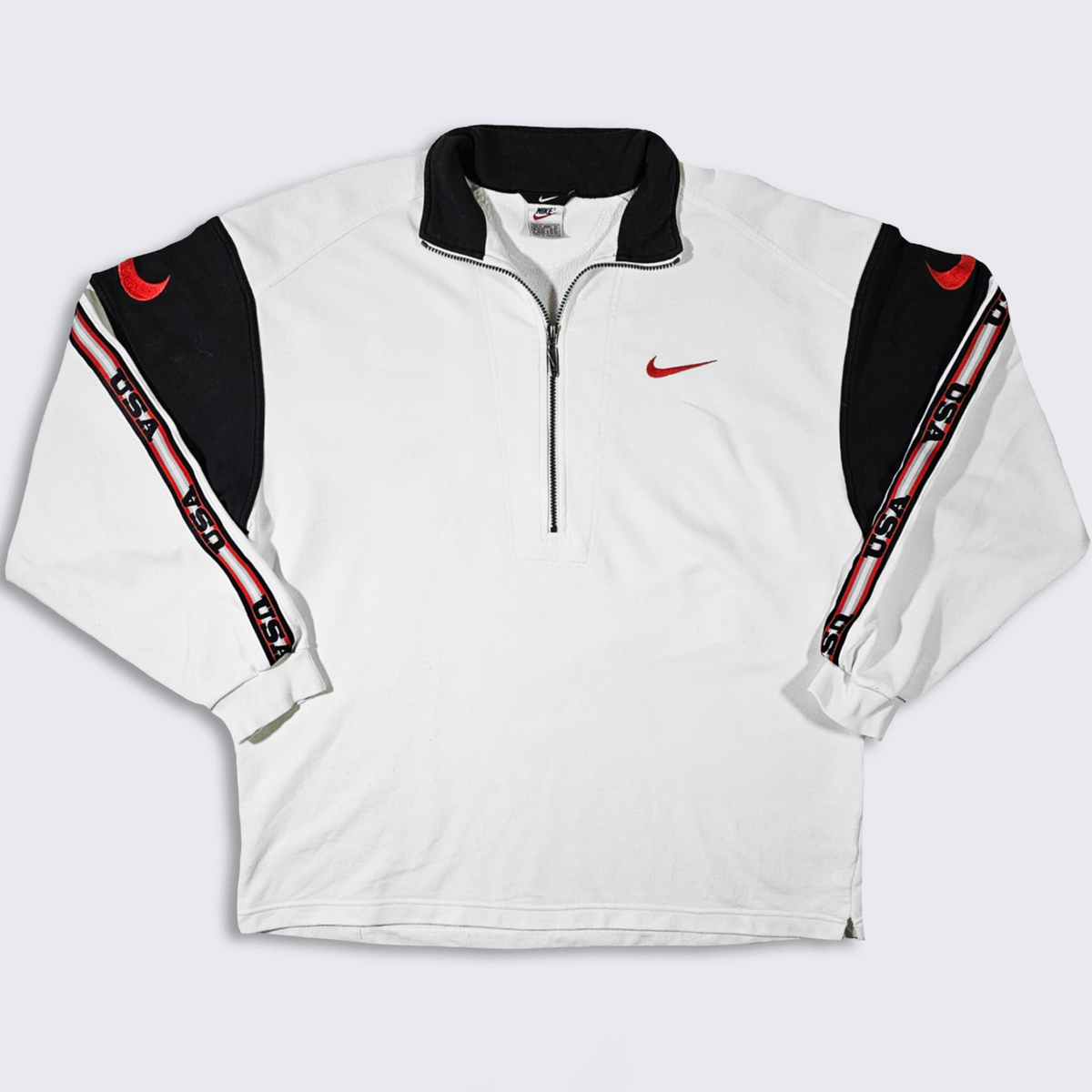 Nike Vintage 90s USA Half Zip Track Jacket - White, Black & Red Nike Vintage 90s USA Half Zip Track Jacket - White, Black & Red