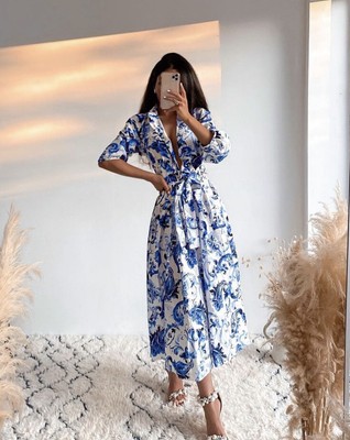 zara blue poplin dress