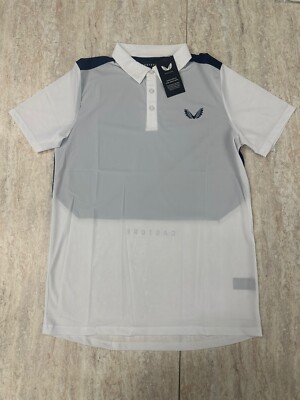 Castore Golf Poloshirt, weiß/blau, Small, NEU