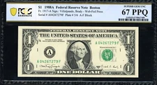 1988A $1 Boston Web Press Note PCGS Superb Gem Unc. 67 PPQ