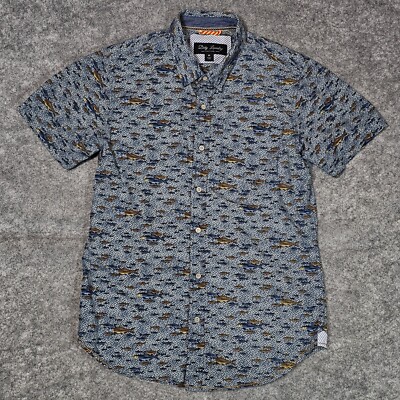 Dirty Laundry Shirt Men's M Blue Fishes Short Sleeve Button Down