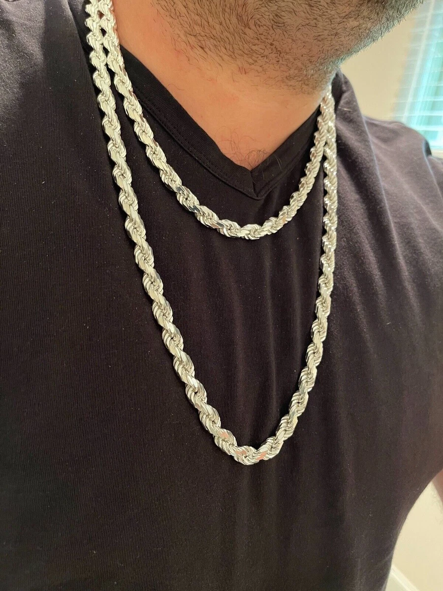 8mm white gold rope chain sale