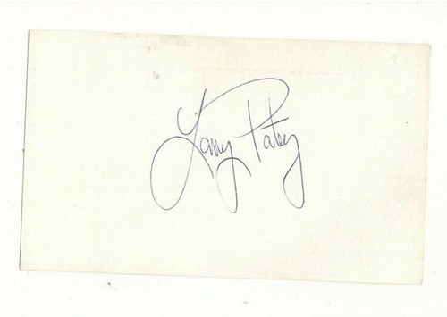 LARRY PATEY SIGNED 3x5 INDEX CARD NHL AUTOGRAPH SEALS NY RANGERS ST LOUIS BLUES
