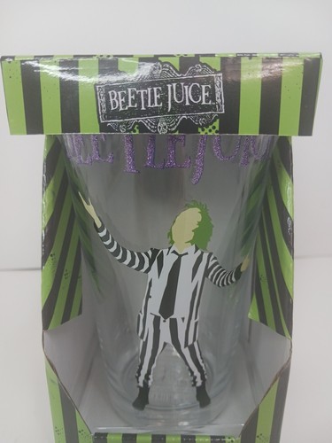 New Warner Bros BEETLEJUICE PINT GLASS 16 OZ. Purple Sparkle NIB - Picture 2 of 6