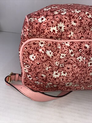 Michael Kors Abbey Large Backpack Bag Peach Floral Zip Nylon 