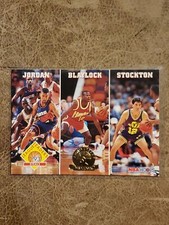 1993 Michael Jordan Stockton Blaylock NBA Hoops League Leaders Gold -166-