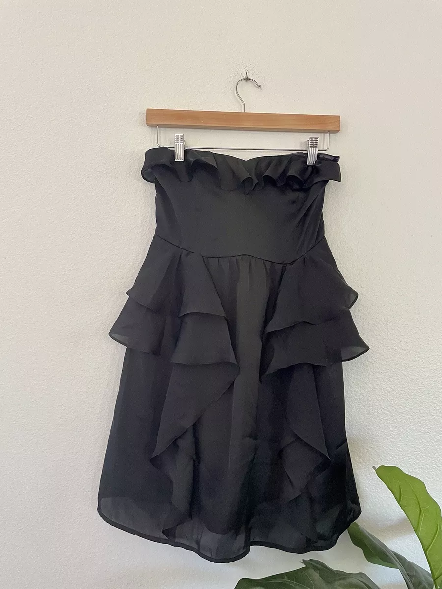 American Eagle Outfitters Womens Dress Size 4 Ruffles Mini Black Strapless