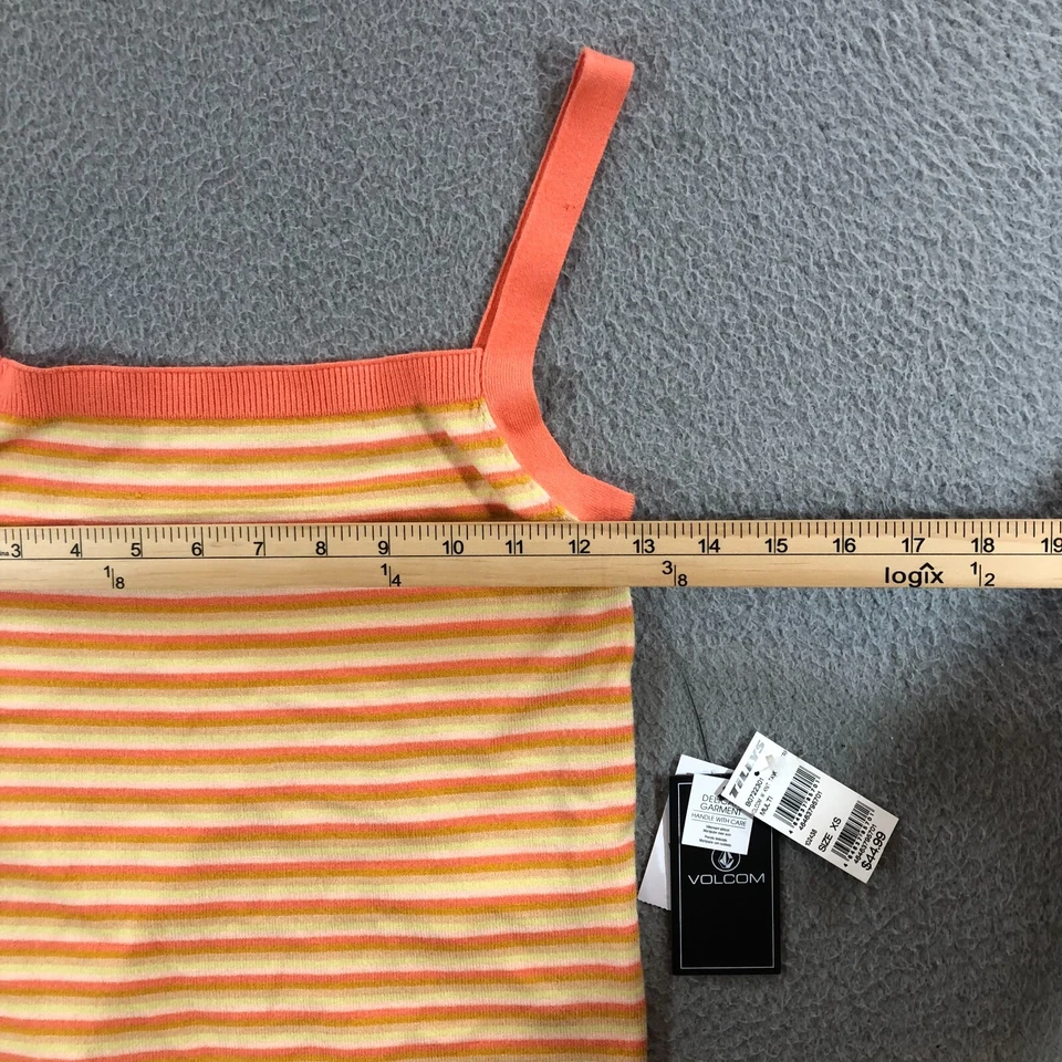 volcom tank top camisole womens XS orange stripes beach sun summer - Image 3 of 4