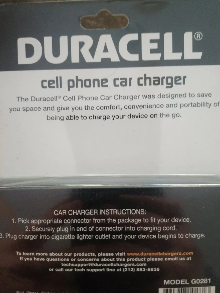 CARGADOR COCHE TELÉFONO CELULAR DURACELL IPHONE 4 IPAD IPOD SAMSUNG Foto 4 de 4