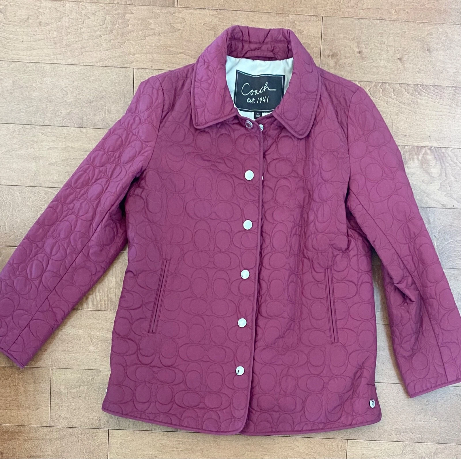 Giacca donna COACH 1941 leggera marrone trapuntata firmata taglia med