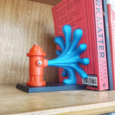 Fire Hydrant Bookend | Creative Urban Decor with 3D Water Splash | Fun Shelf Org