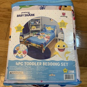 Baby Shark Baby Bedding Crib Toddler Mattress 4 Piece Set