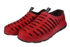 CCILU SHOES Summer Slip On Mens Size 8 Red & Blk Made From Recycled Comp Chips