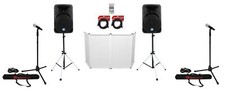  2 Rockville RPG15BT 15" Wireless Link Speakers Bluetooth Stands Facade Mics