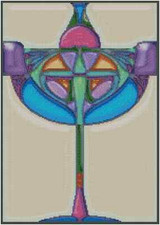Art Deco Stained Glass Chalice Counted Cross Stitch Chart No. 33-101