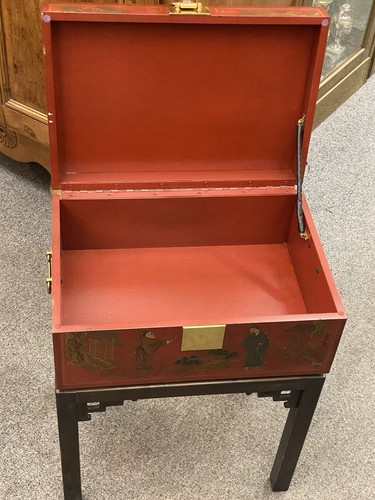 Vintage Drexel Heritage Chinoiserie Kommode handbemalt rot lackiert Chippendale - Bild 4 von 6