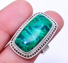 Malachite Gemstone 925 Sterling Silver Ring S.8 R 9241 77 25, Christmas Gift