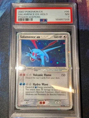 2007 POKEMON EX POWER KEEPERS #96 SALAMENCE EX HOLO PSA 7 NEAR MINT W/ SWIRL!!!!