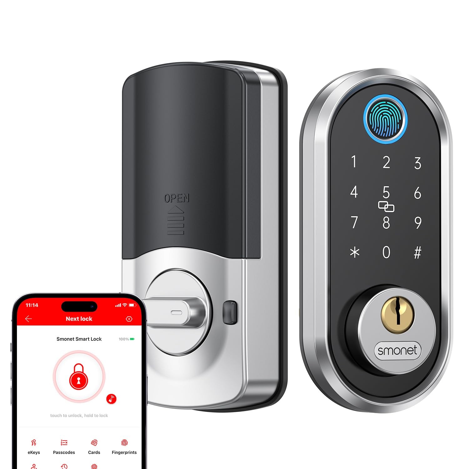 Smart Keyless Entry Fingerprint Deadbolt Lock with Touchscreen and Smart Home Integration  -image