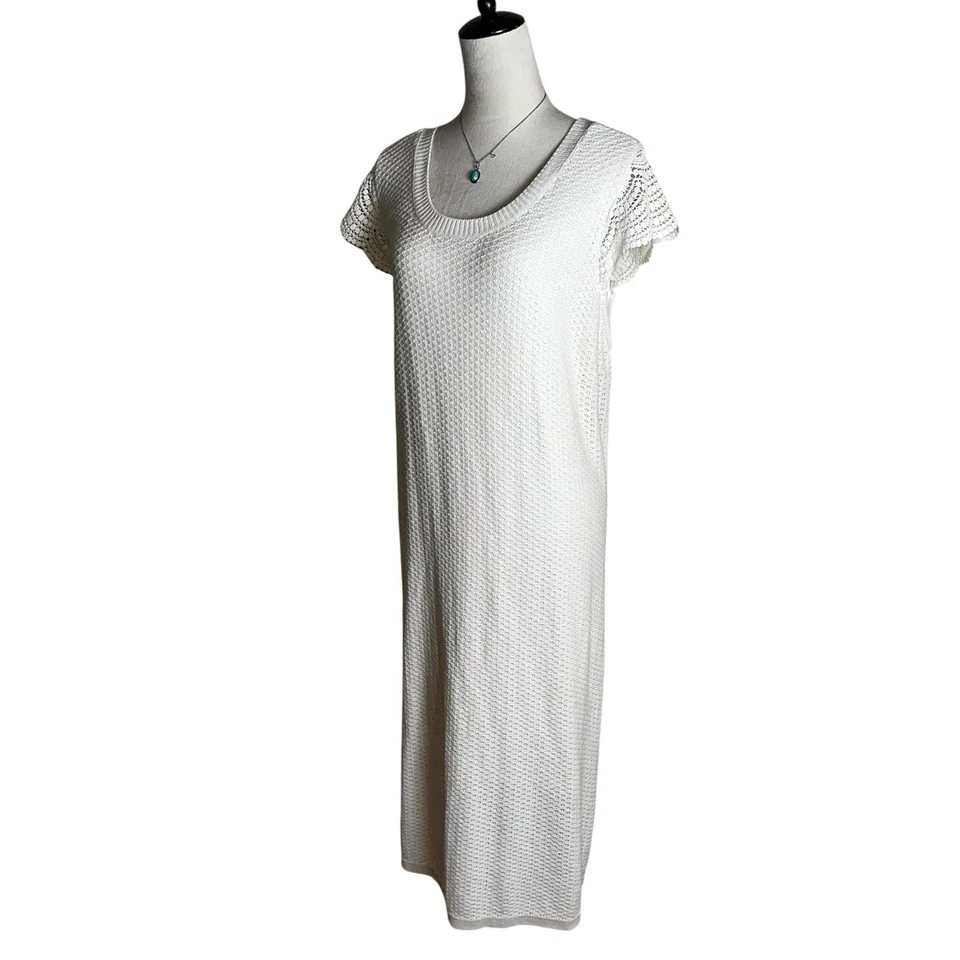 Lane Bryant береза крем крючком трикотажа миди платье плюс 22/24 | богемное крышка рукав - Изображение 4 из 4