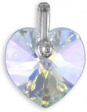 925 Silber Damen Anhänger Herz Rheinkiesel Glas-Stein Swarovski-Element 16 mm