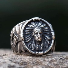 Indian Chief Feather Ring Stainless Steel Ring