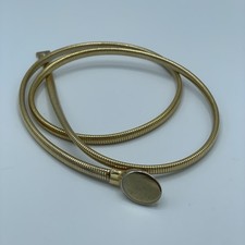 Vintage Metal Golden Bling Stretchy Snake Coil Waist Belt Glam Disco Art Deco