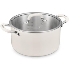 BEZIA 6QT Fully Clad 3-Ply Stainless Steel Stock Pot with Lid, Cooking Pot