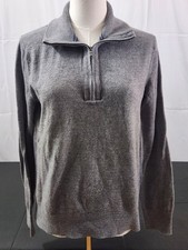 Banana Republic Mens Quarter Zip Merino Wool Sweater Italian Yarn Gray SZ L
