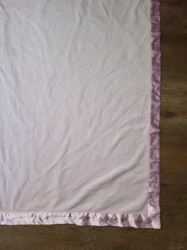 Carters Just One Year Solid Pink Baby Blanket Satin Back Trim - Picture 3 of 12
