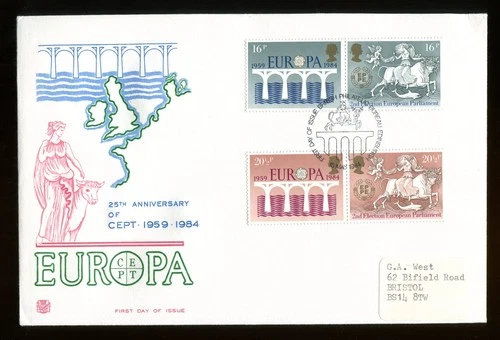 1984 Europa. CEPT Stuart FDC. Edinburgh First Day Cover. SG 1249-1252