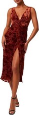 NWT Lulus Aman Velvet Midi Cocktail Dress Metallic Rust Crushed Velvet Sz Large
